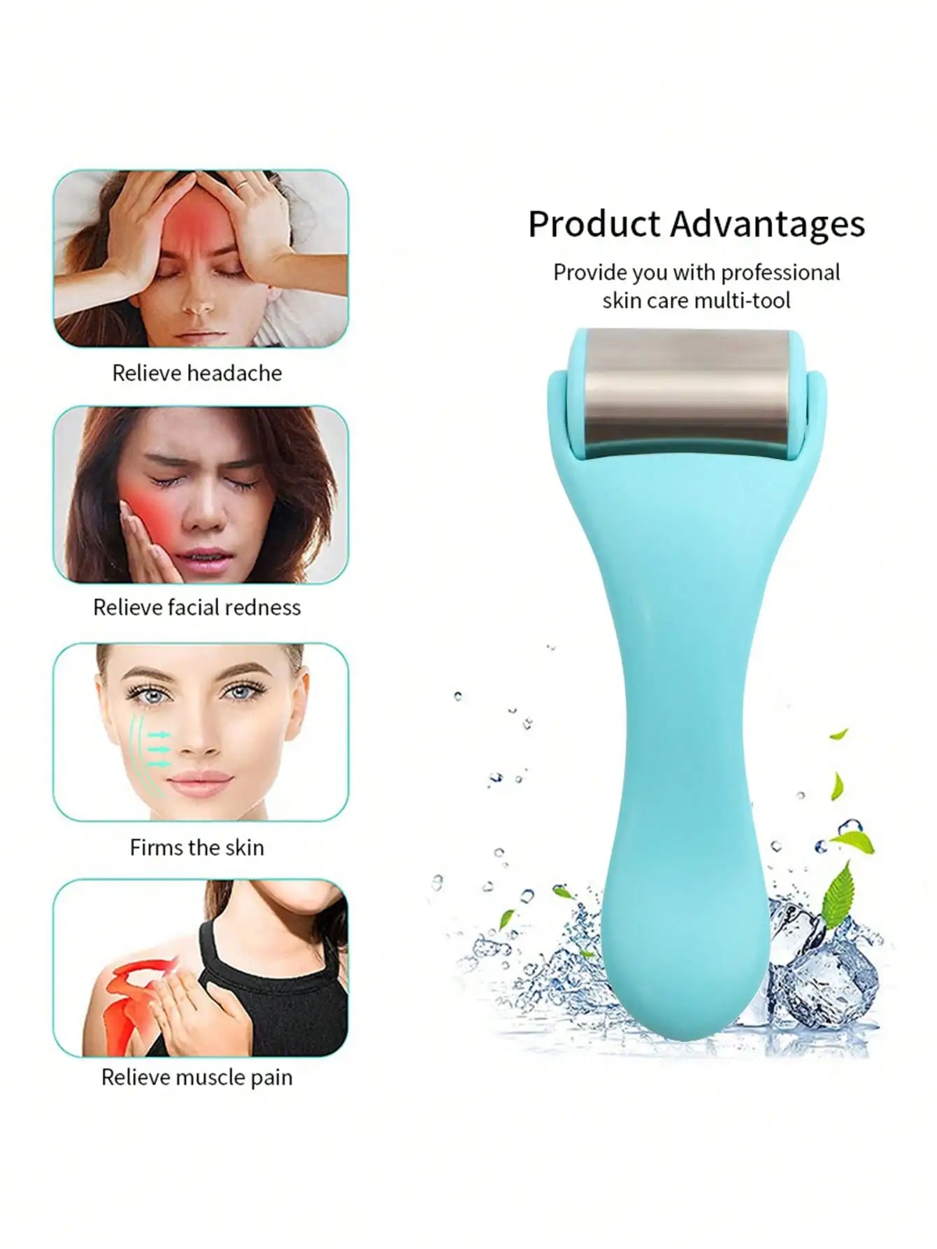 1 Pcs Skin Care Face Roller Cool Ice Roller Massager Household Skin Tighten Device Firming Skin Relieving Fatigue Massager