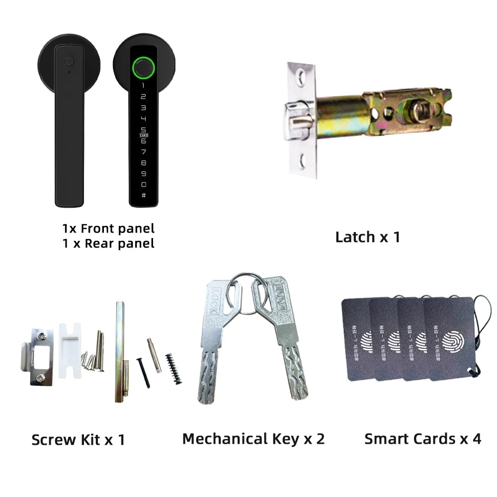 M5 Tuya BLE Fingerprint Door Lock Digital Electronic Lock with Password/Key/Ic Card/ Smartlife/ Tuya APP Unlock