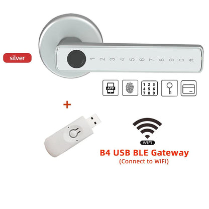 M5 Tuya BLE Fingerprint Door Lock Digital Electronic Lock with Password/Key/Ic Card/ Smartlife/ Tuya APP Unlock